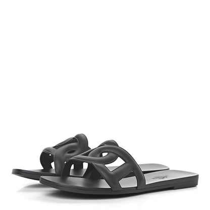 Hermes Rubber Aloha Sandals 37 Black 3 of 8