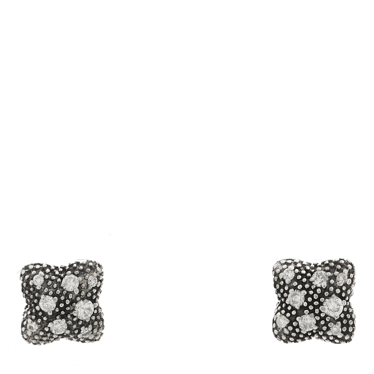 Sterling Silver Diamond Midnight Melange Quatrefoil Earrings