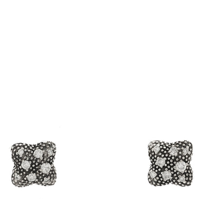 David Yurman Sterling Silver Diamond Midnight Melange Quatrefoil Earrings 1 of 4