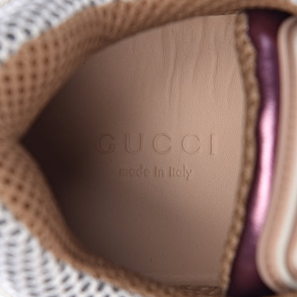 Gucci X SEGA Metallic Calfskin Mesh Removable Crystals Womens Flashtrek Sneakers 36 Rosa Great White Silver 6 of 10