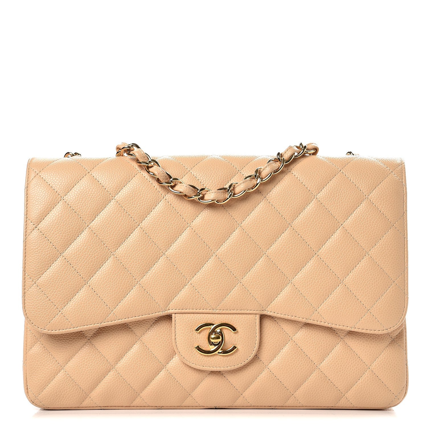 Chanel Caviar Quilted Jumbo Single Flap Beige Clair 1 of 9