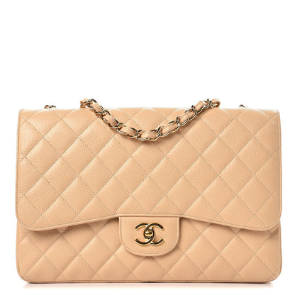 Chanel Caviar Quilted Jumbo Single Flap Beige Clair 1 of 9