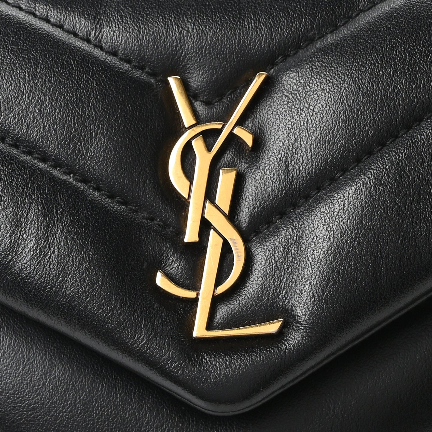 Calfskin Y Quilted Monogram Toy Loulou Crossbody Bag Black