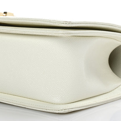 Chanel Caviar Quilted Medium Boy Flap White 9 of 10
