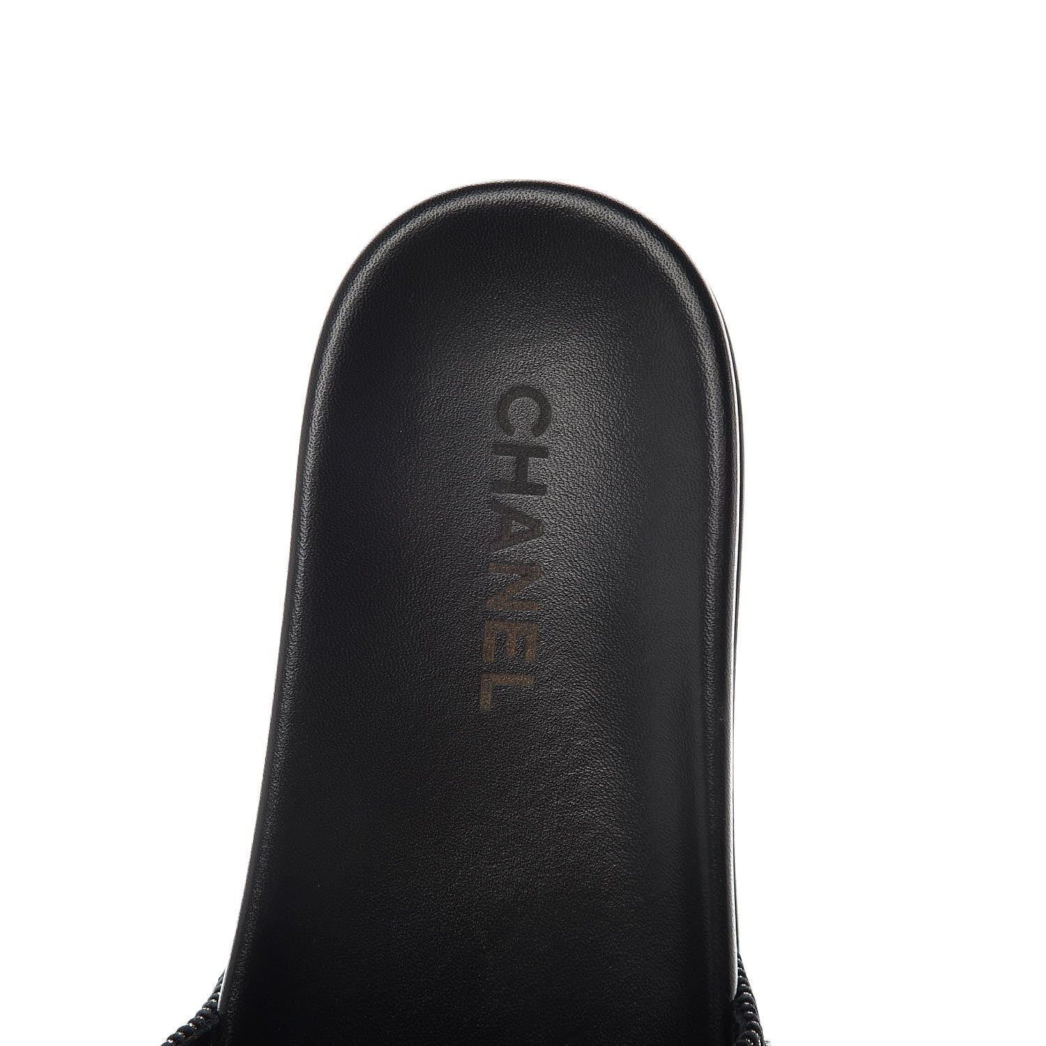 Chanel Calfskin Chain Camellia Flat Sandals 40 Black 6 of 8
