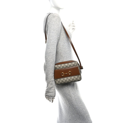 Gucci GG Supreme Monogram Small Horsebit 1955 Shoulder Bag Beige Brown Sugar 2 of 11