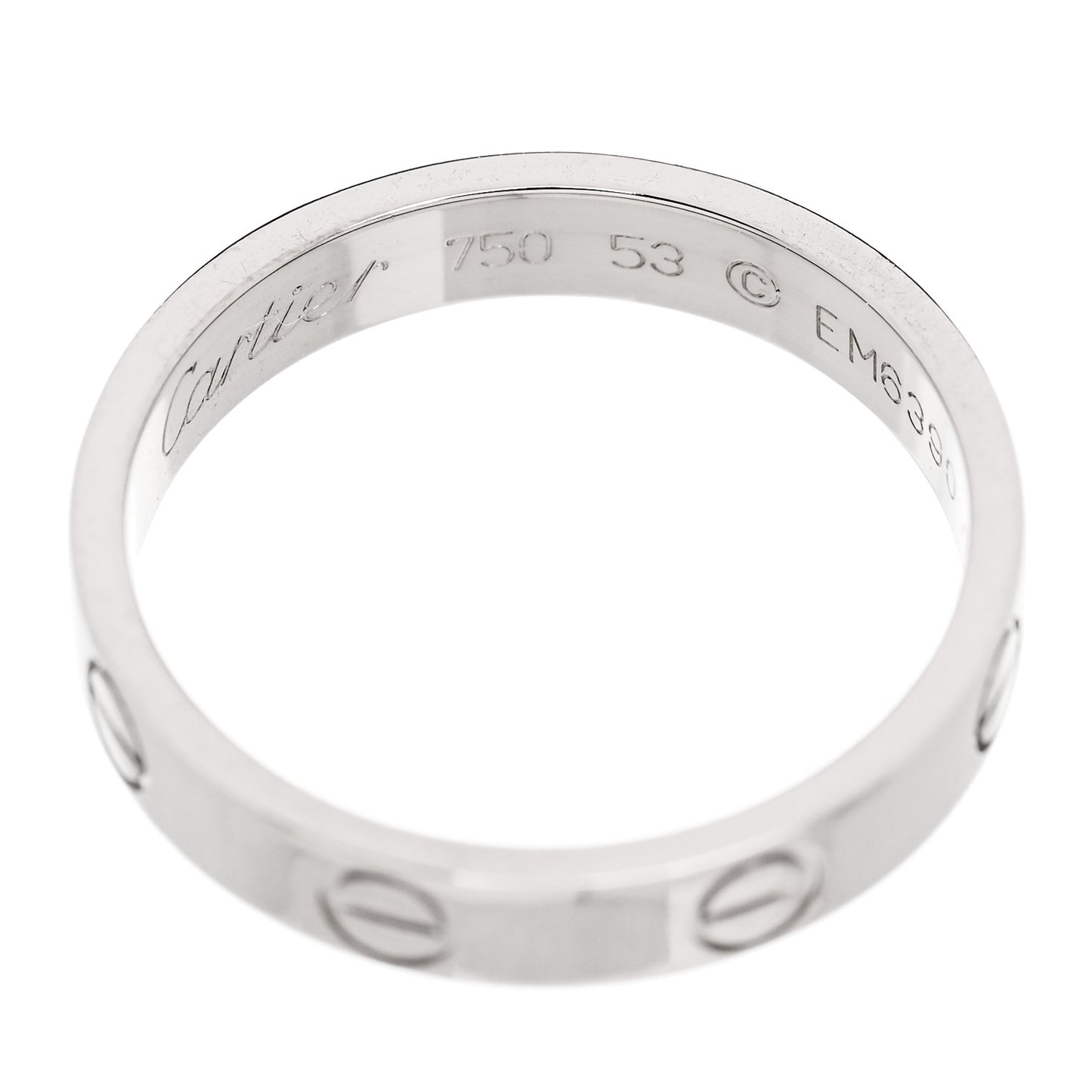 18K White Gold 3.5mm LOVE Wedding Band Ring 53 6.5