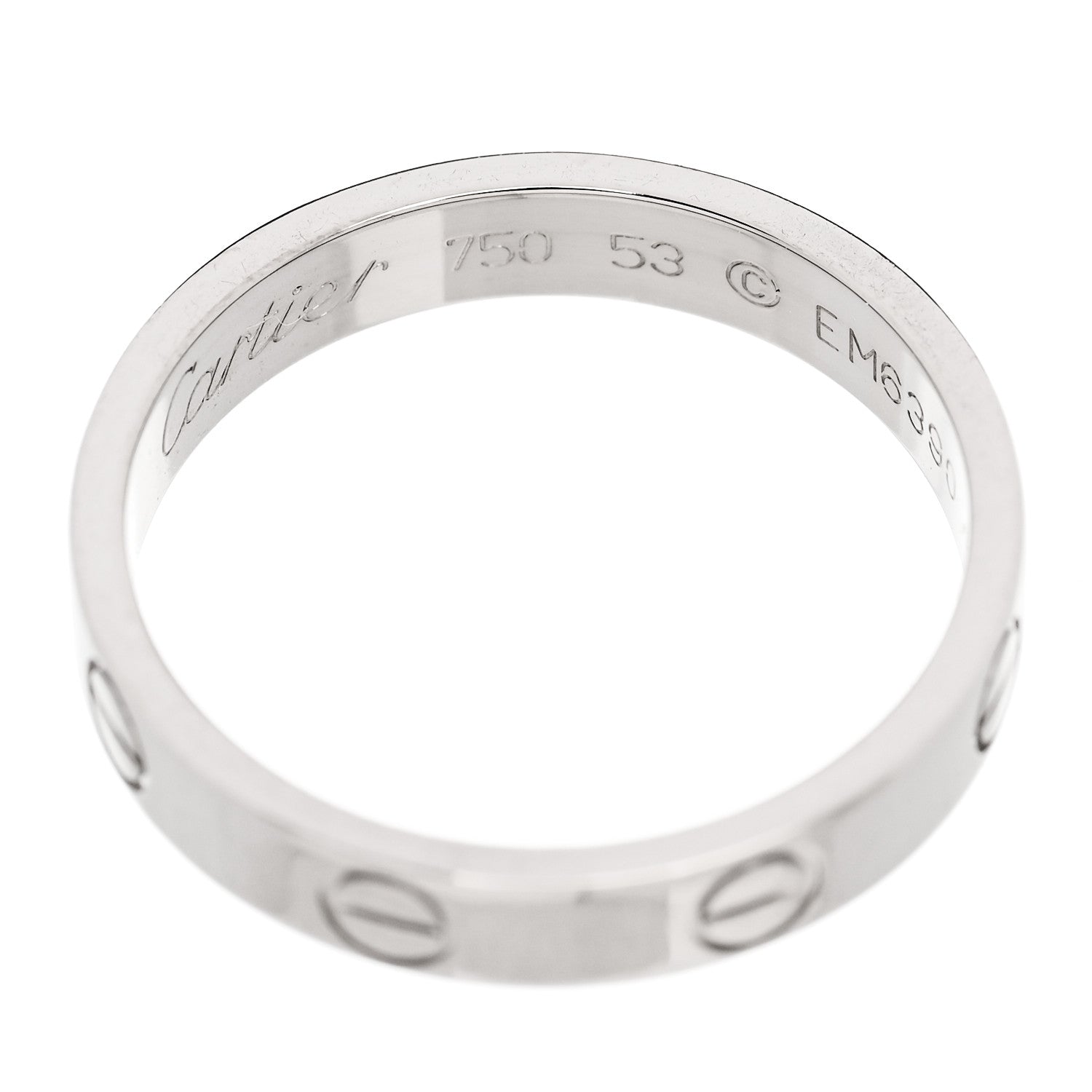 Cartier 18K White Gold 3.5mm LOVE Wedding Band Ring 53 6.5 4 of 5