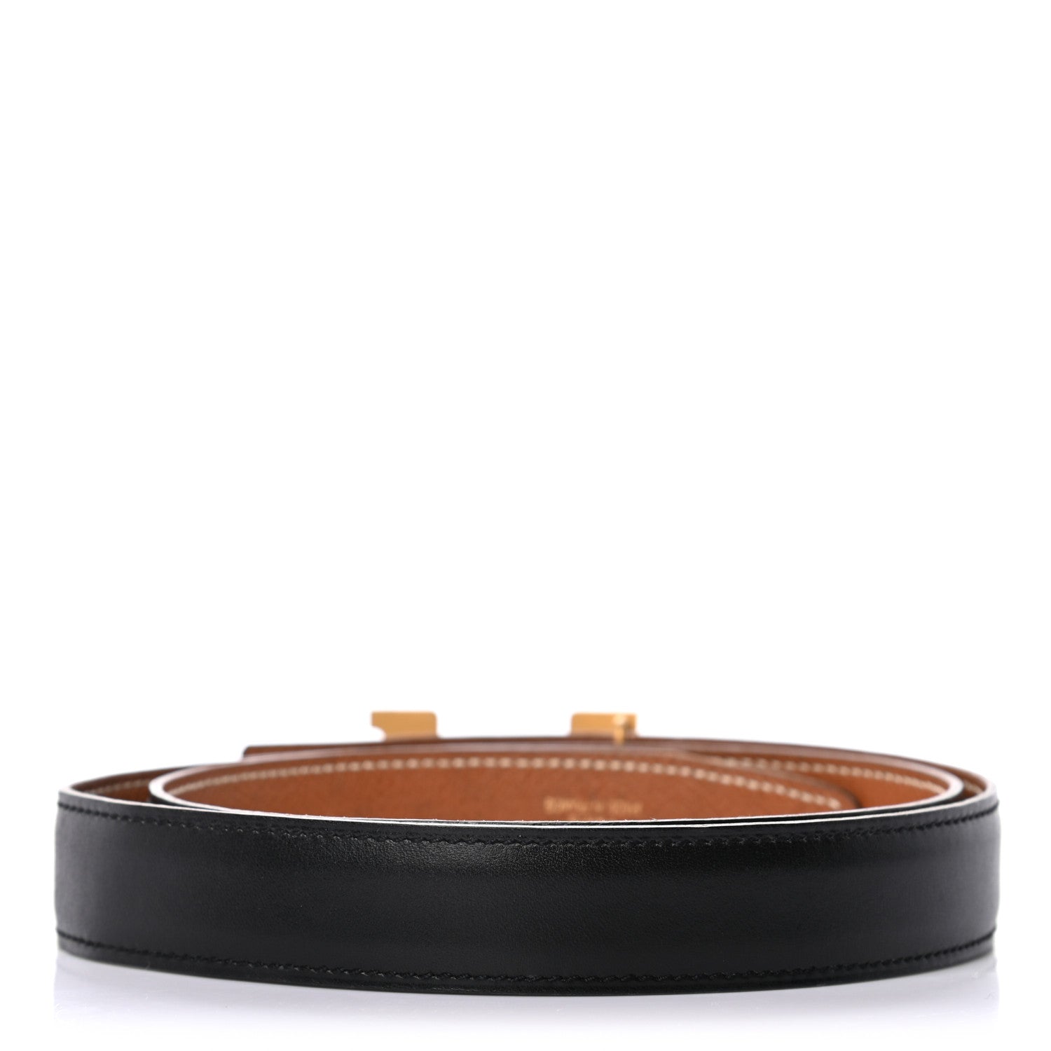 Hermes Box Courchevel 24mm Constance H Belt 75 Gold Black 2 of 10