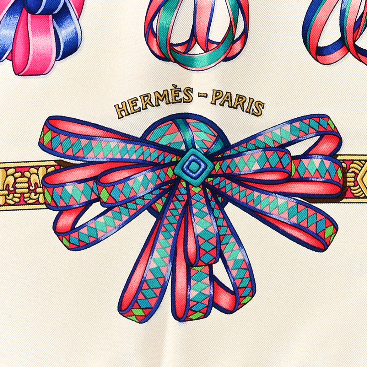 Silk Les Rubans Du Cheval Scarf 90 White Multicolor