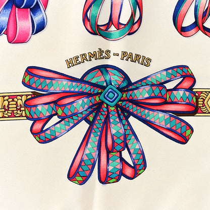 Hermes Silk Les Rubans Du Cheval Scarf 90 White Multicolor 2 of 7