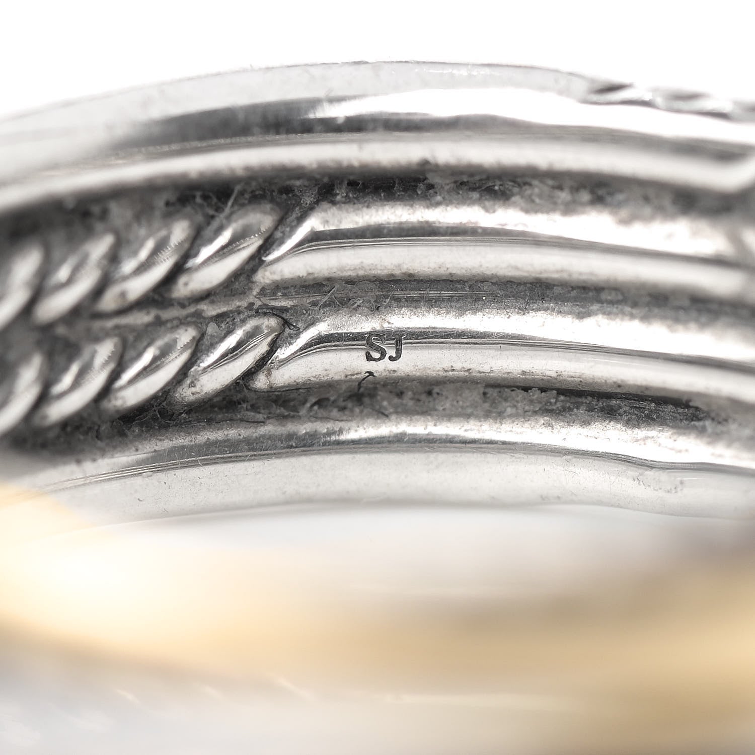 David Yurman Sterling Silver 18K Yellow Gold 7mm Narrow Crossover Ring 56 7.75 5 of 6