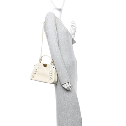 Fendi Nappa Rosebud Mini Peekaboo Iconic Satchel Bianco 2 of 12