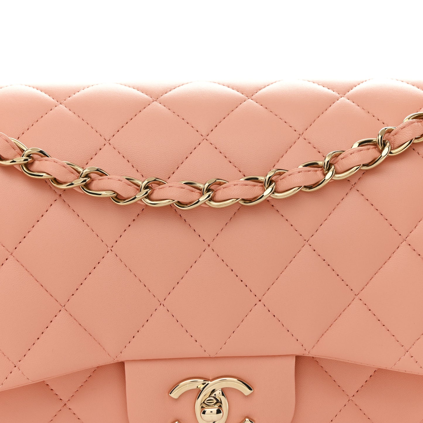 Lambskin Quilted Jumbo Double Flap Pink