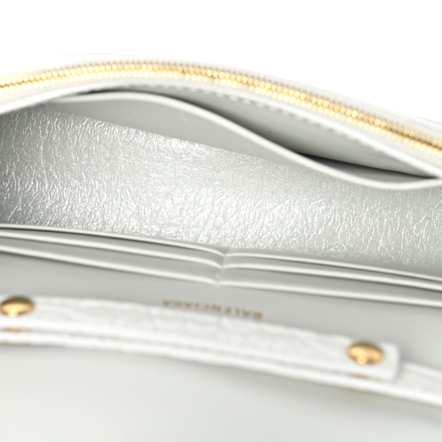 Balenciaga Shiny Calfskin Crocodile Embossed Hourglass Chain Bag White 5 of 10
