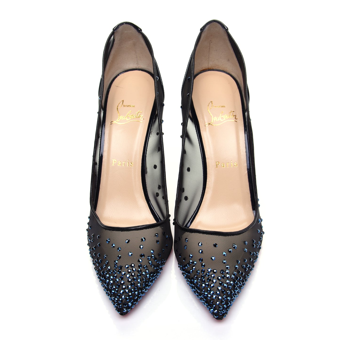 Rete Specchio Crystal Strass Follies 100 Pumps 39.5 Blue