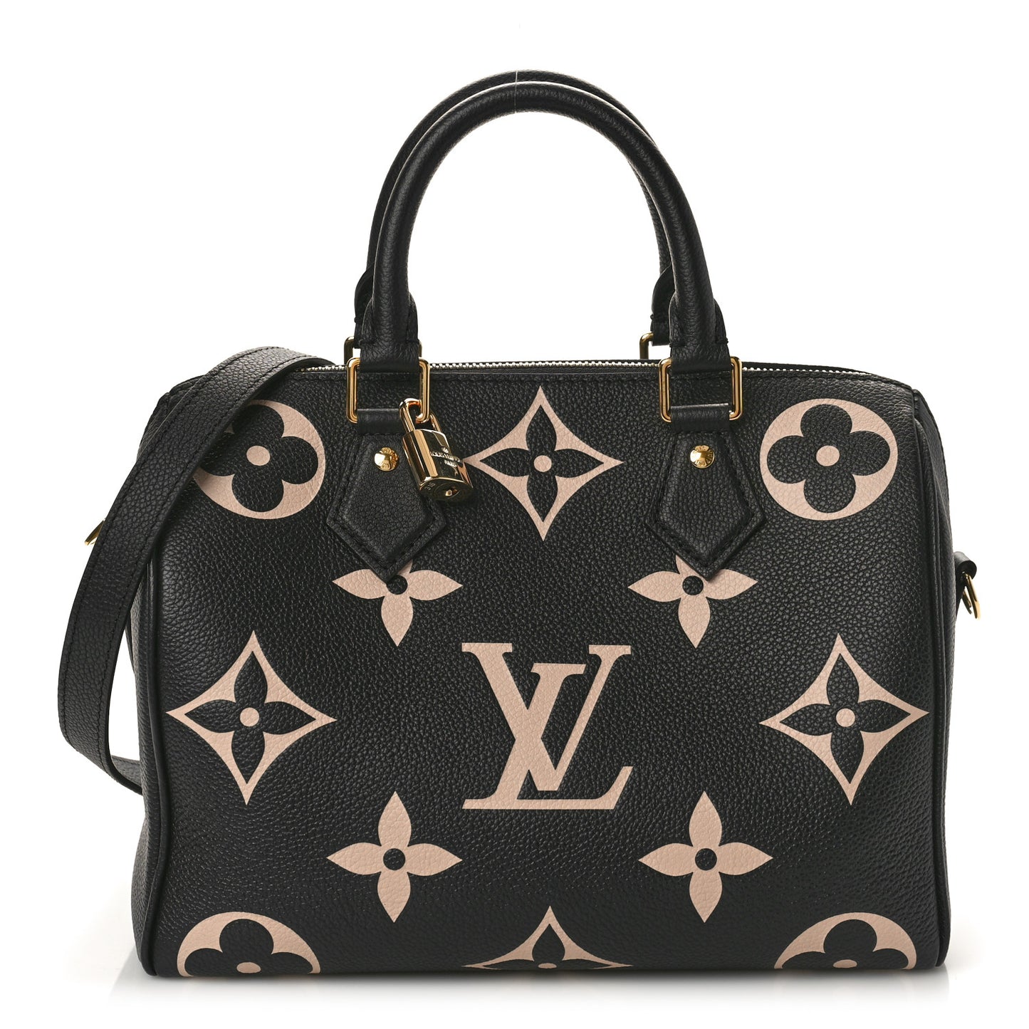 Empreinte Monogram Giant Speedy Bandouliere 25 Black Beige