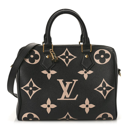 Louis Vuitton Empreinte Monogram Giant Speedy Bandouliere 25 Black Beige 1 of 9