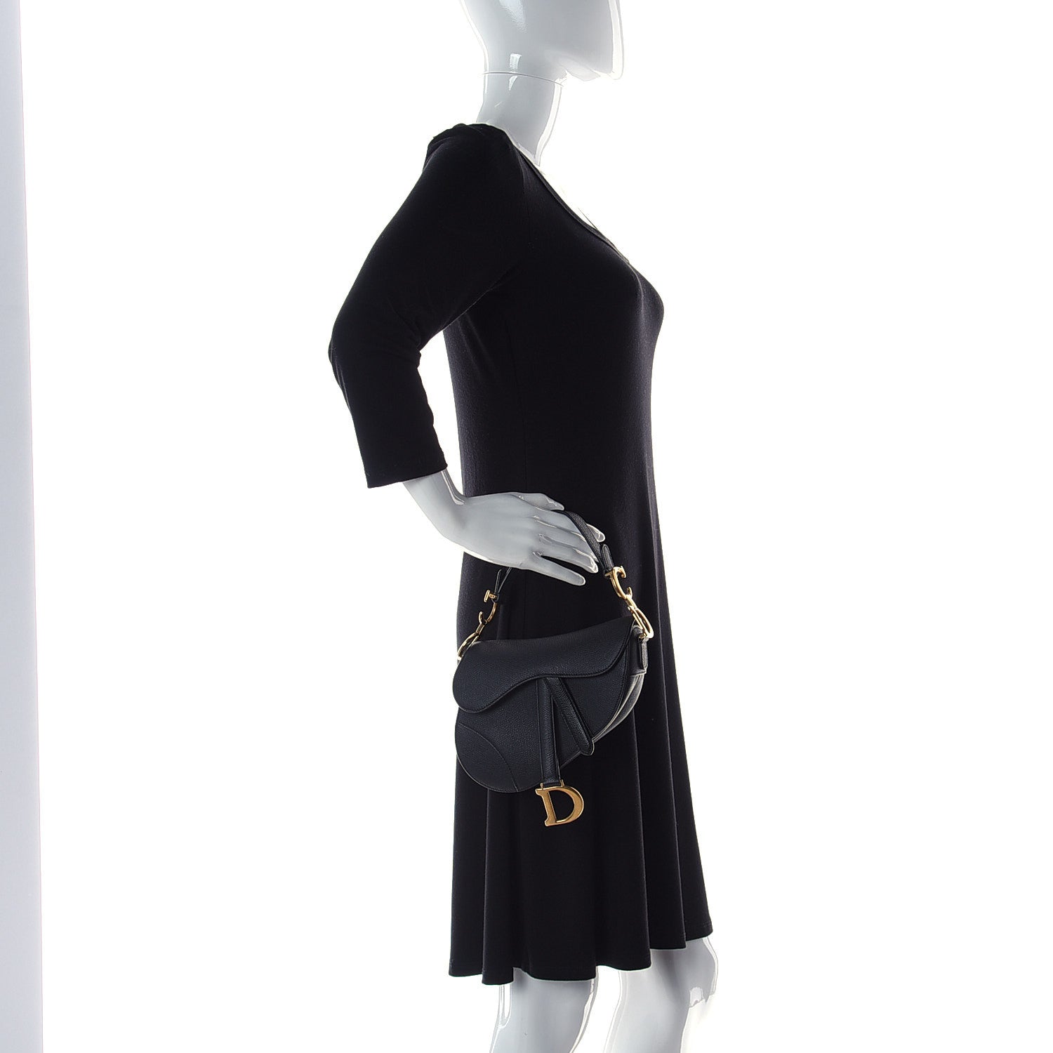 Christian Dior Grained Calfskin Mini Saddle Bag Black 4 of 15
