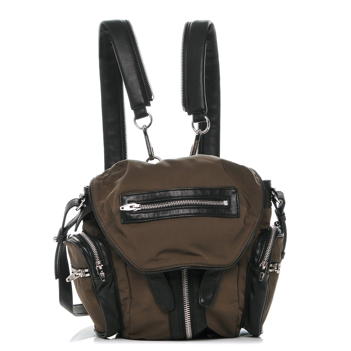 Lambskin Nylon Mini Marti Backpack Military Green Nickel Hardware