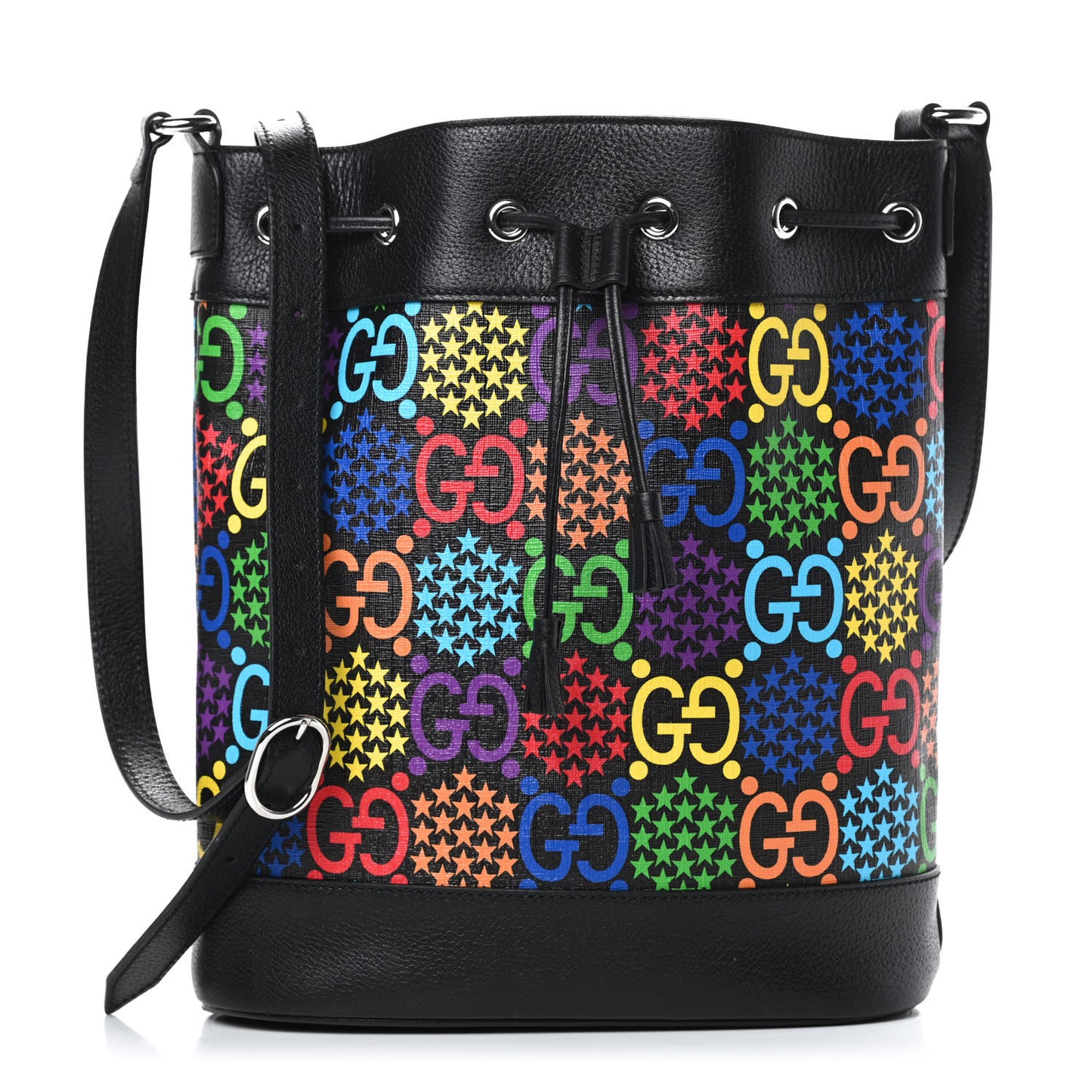 GG Supreme Monogram Psychedelic Bucket Bag Black