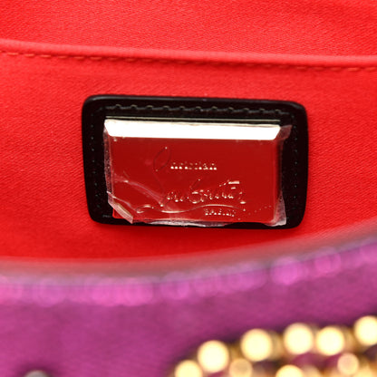 Christian Louboutin Metallic Raffia Studded Loubiposh Chain Clutch Magenta 6 of 7