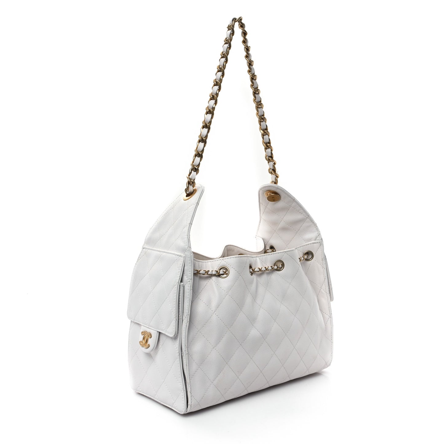 Caviar Quilted Small Chanel 25 Handbag White