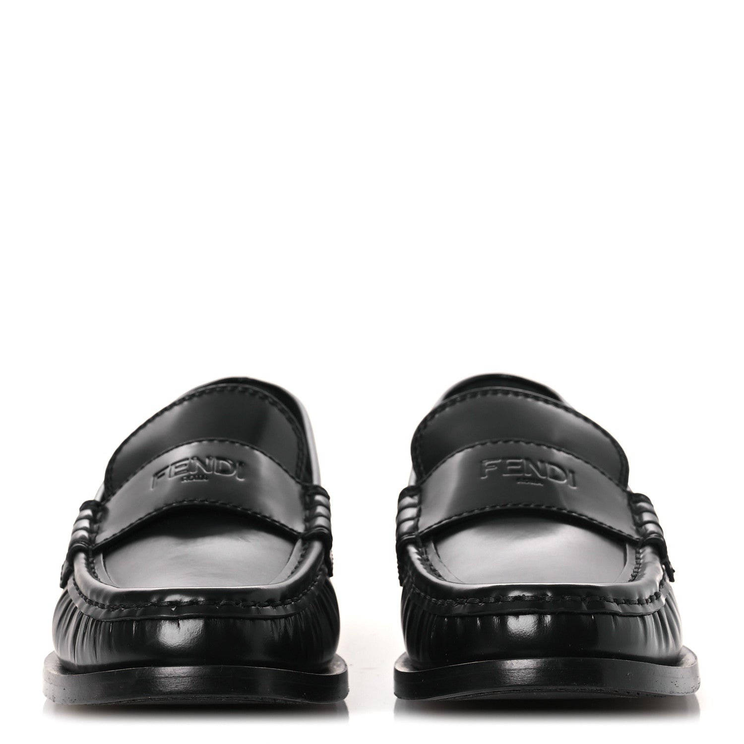 Fendi Vitello Logo Loafers 39.5 Black 3 of 10