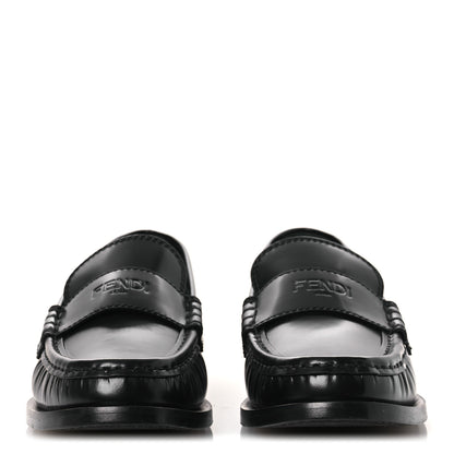 Fendi Vitello Logo Loafers 39.5 Black 3 of 10