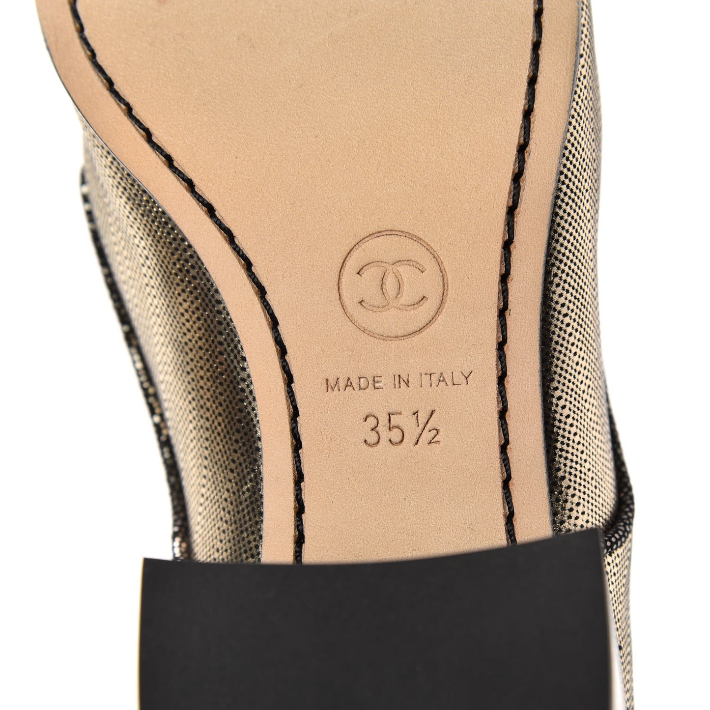 Laminated Calfskin CC Lace Up Short Boots 35.5 Gold Silver