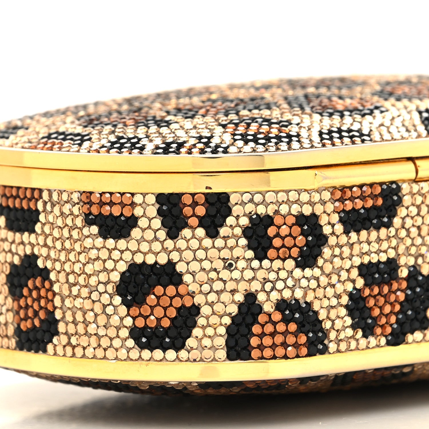 Judith Leiber Crystal Minaudiere Leopard Clutch Black Brown 9 of 11