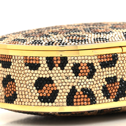 Judith Leiber Crystal Minaudiere Leopard Clutch Black Brown 9 of 11