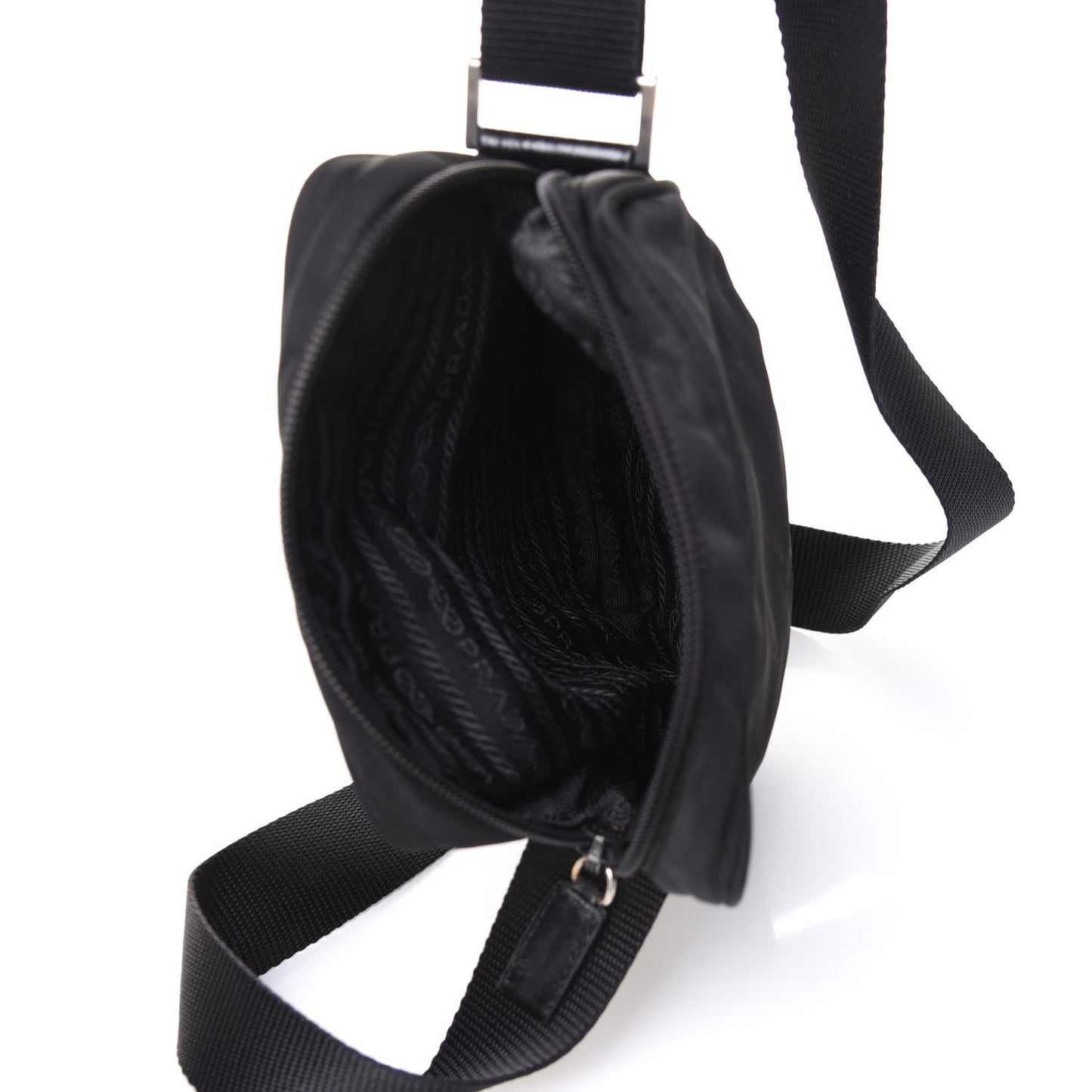 Nylon Flat Messenger Bag Black