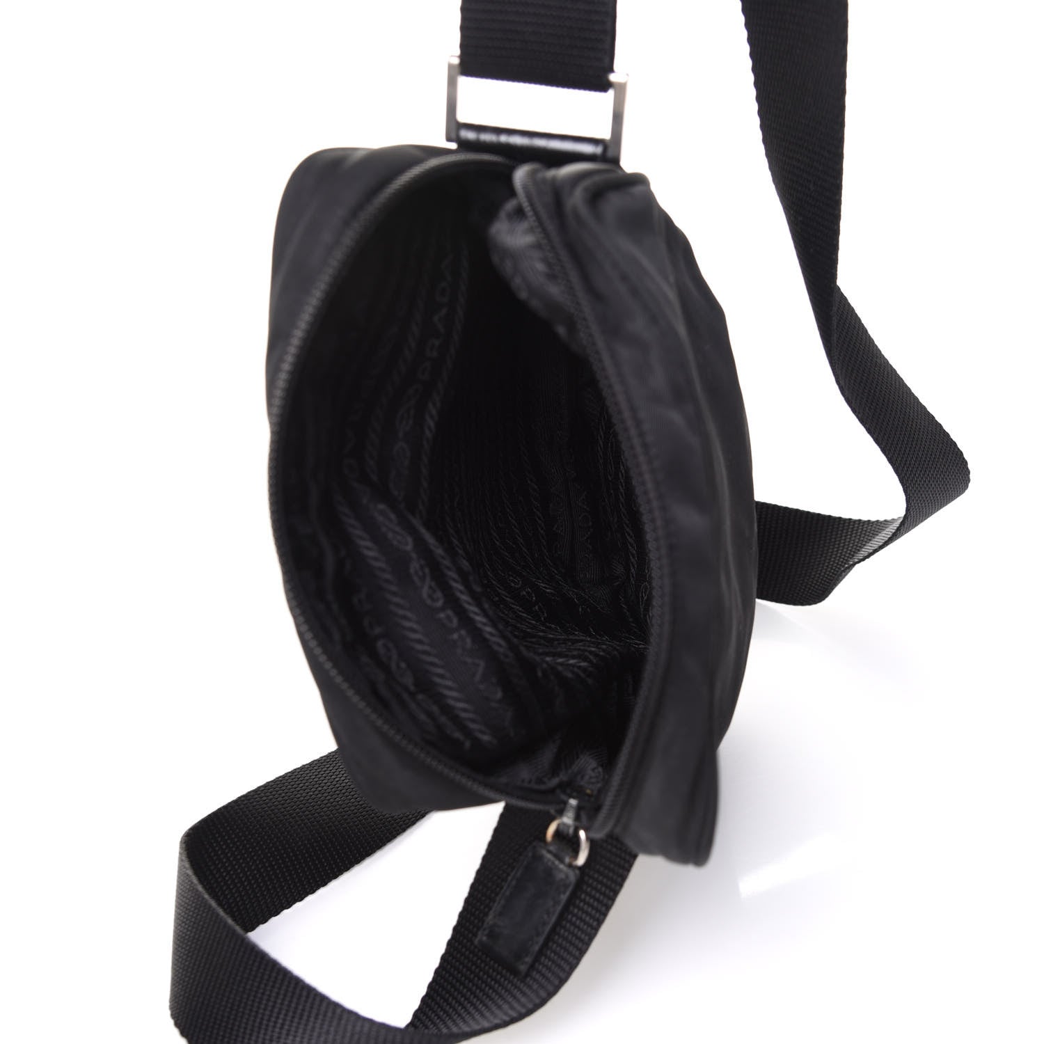 Prada Nylon Flat Messenger Bag Black 4 of 9
