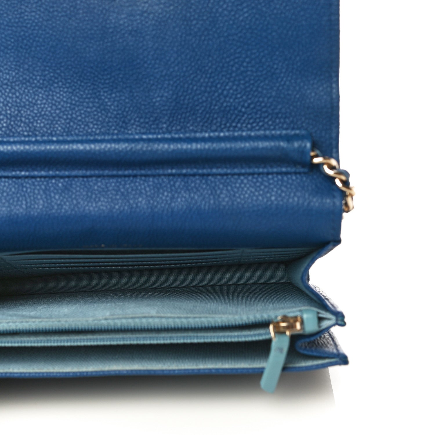 Chanel Grained Calfskin Quilted Cuba Square Wallet On Chain WOC Blue 4 of 14
