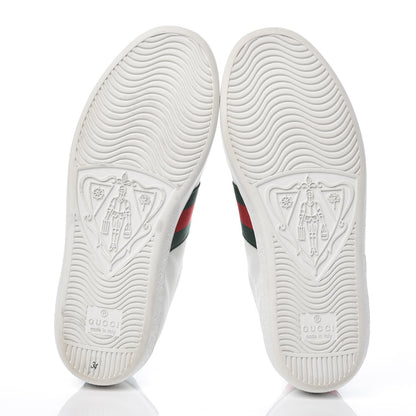 Gucci Calfskin Ayers Web Heart Embroidered Ace Sneakers 34 White 5 of 9