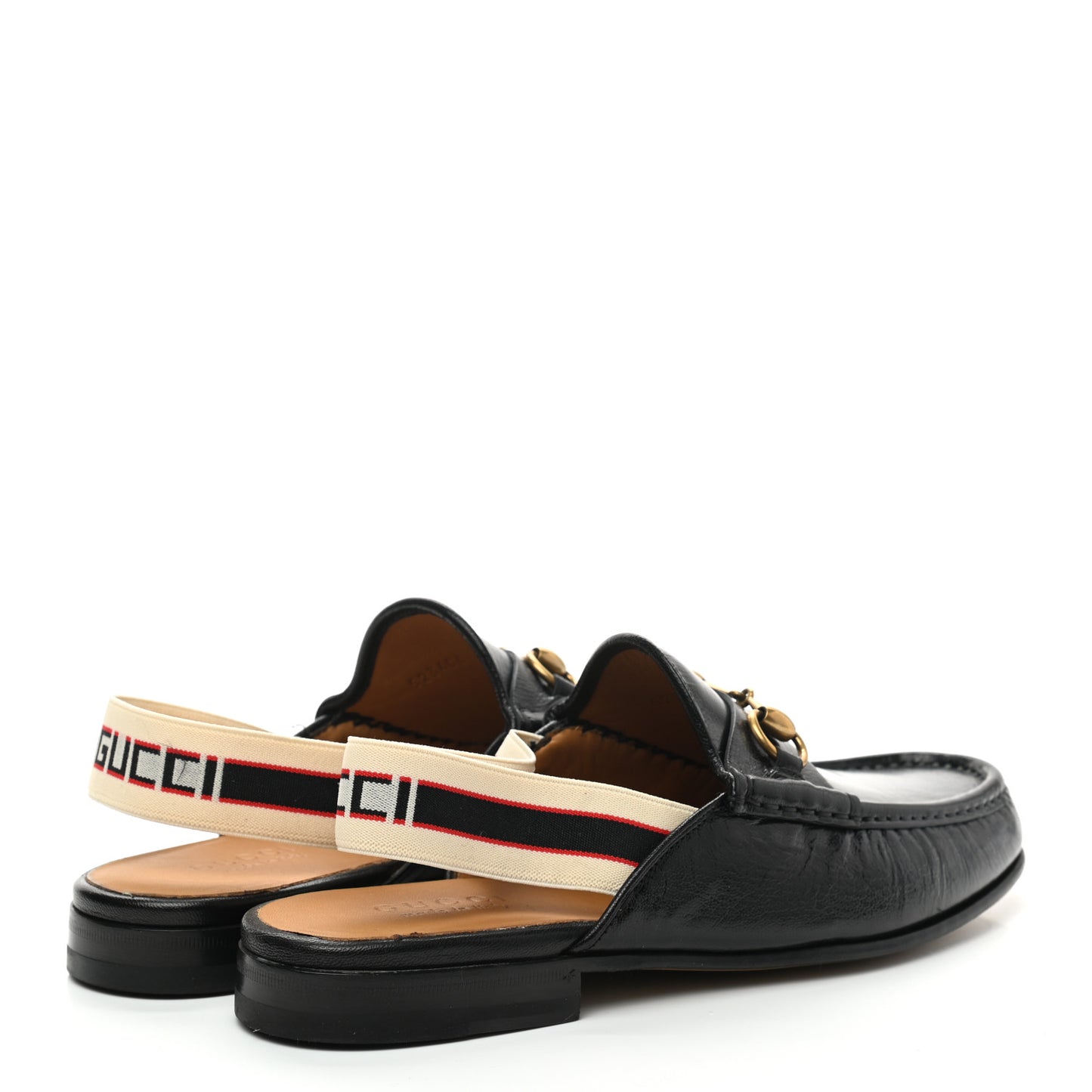Goatskin Stripe Mens Horsebit Slingback Slippers 8 Black