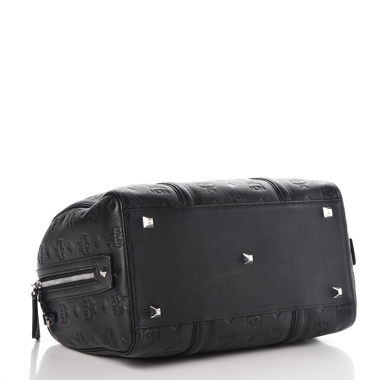 MCM Calfskin Ottomar Monogram Boston Bag Black 4 of 10