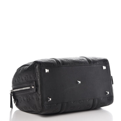 MCM Calfskin Ottomar Monogram Boston Bag Black 4 of 10