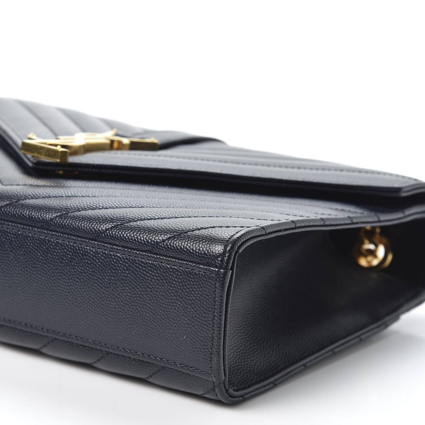 Grain De Poudre Matelasse Chevron Medium Monogram Satchel Midnight Blue