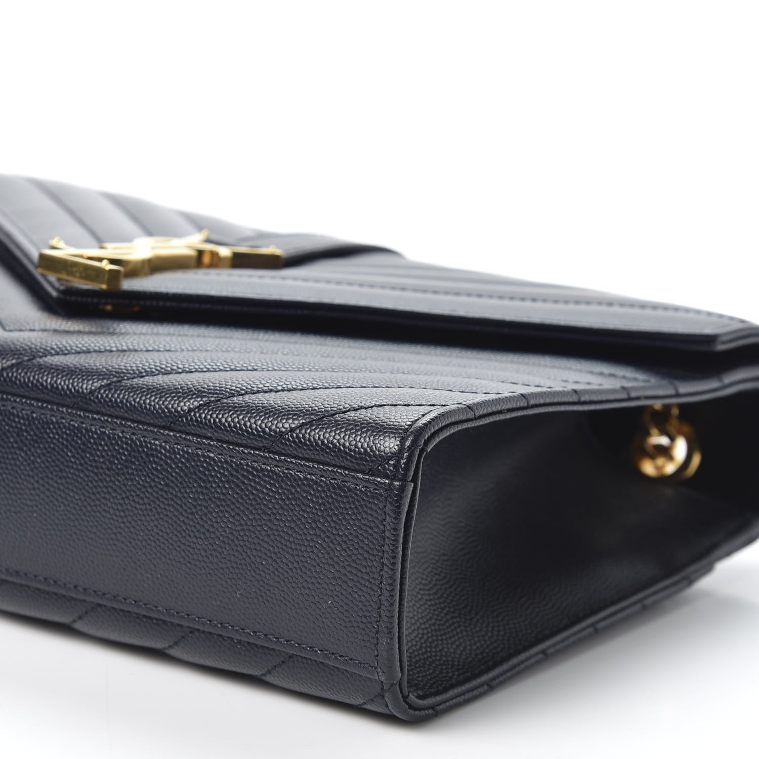 Saint Laurent Grain De Poudre Matelasse Chevron Medium Monogram Satchel Midnight Blue 6 of 9