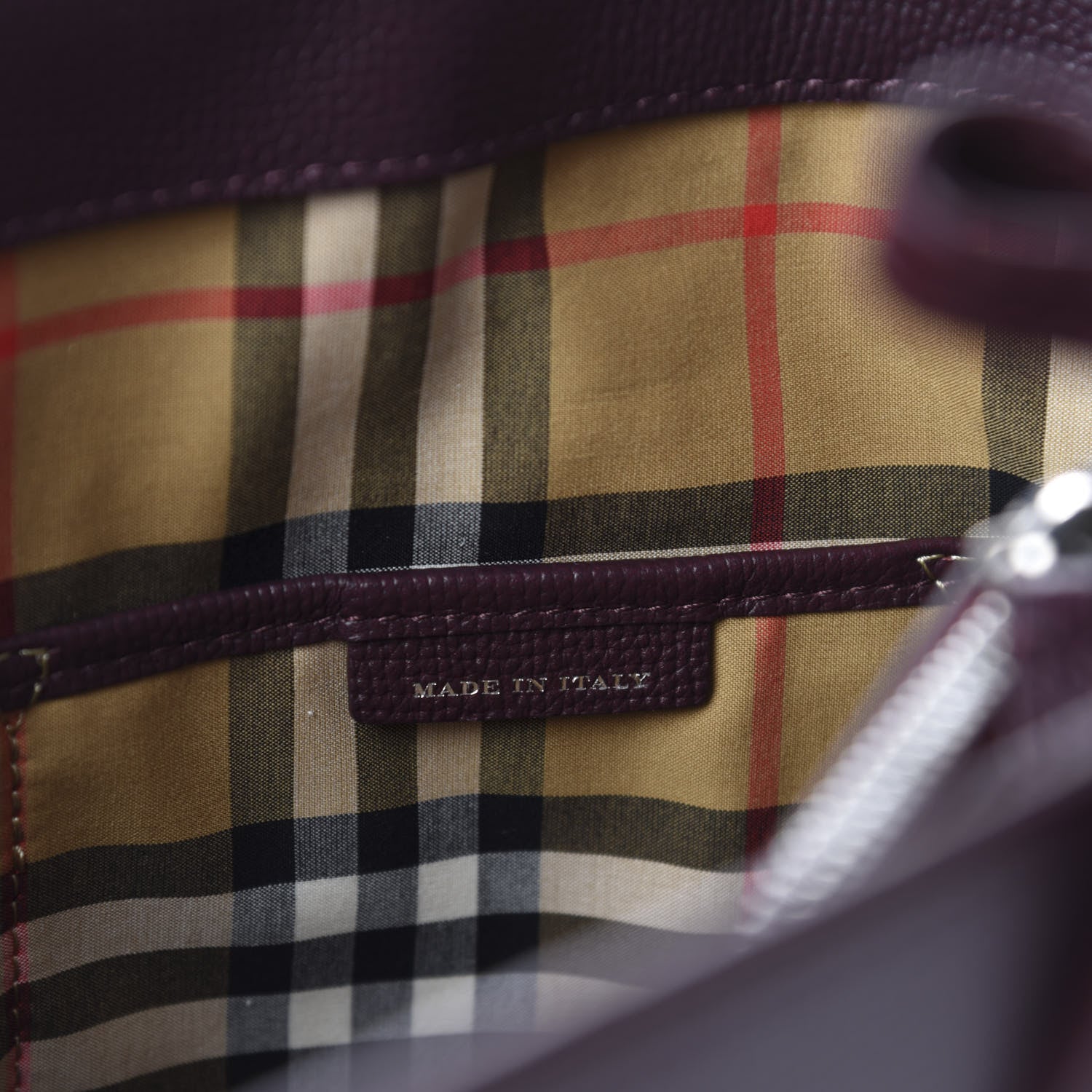 Burberry Derby Calfskin House Check Medium Banner Tote Burgundy 10 of 15