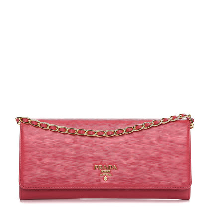 Prada Vitello Move Oro Chain Wallet Peonia 1 of 8