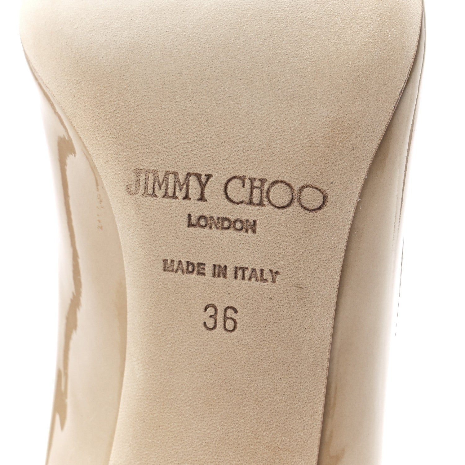 Jimmy Choo Patent Gilbert Round Toe Pumps 36 Nude 6 of 8