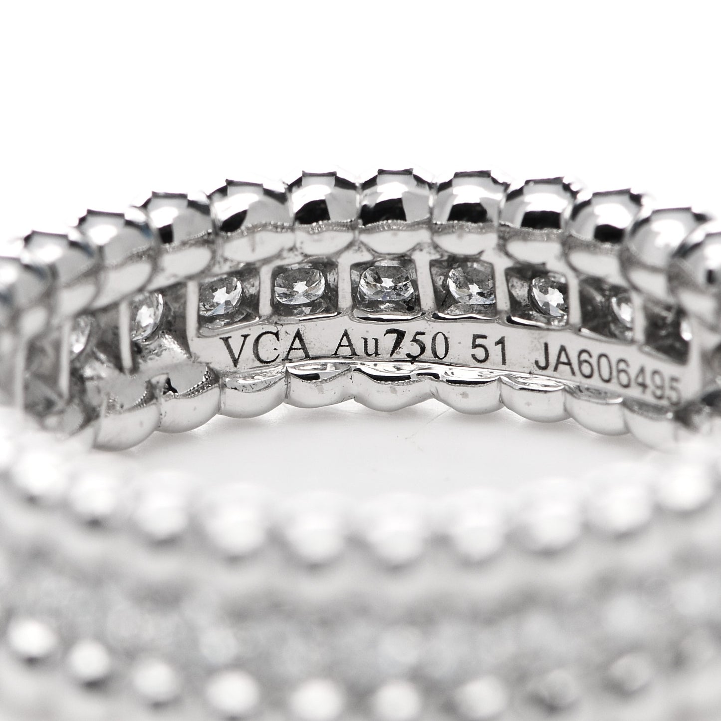 18K White Gold Diamond Perlee 1 Row Ring 51 5.75