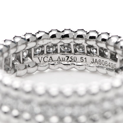 Van Cleef & Arpels 18K White Gold Diamond Perlee 1 Row Ring 51 5.75 4 of 6