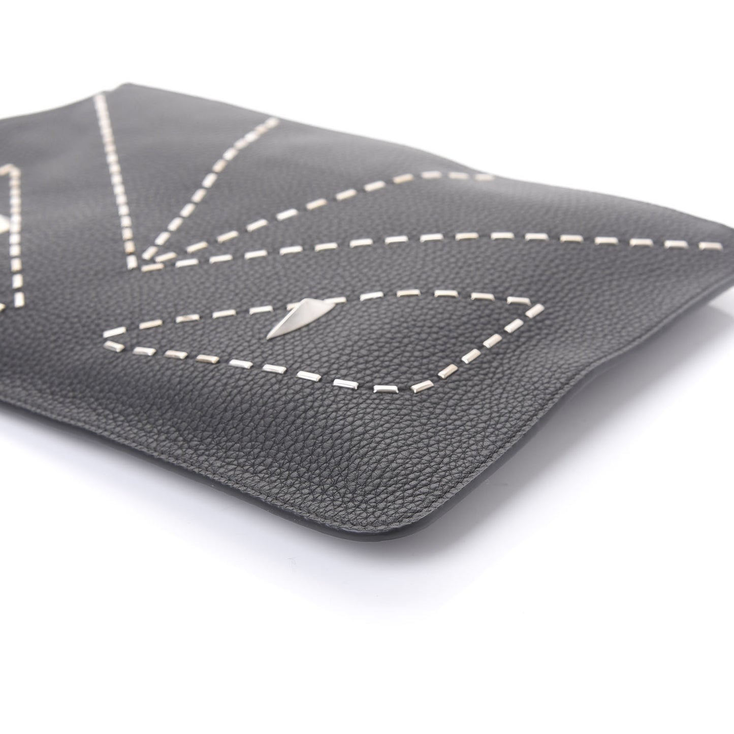 Cuoio Romano Monster Eyes Metal Stitch Pouch Black