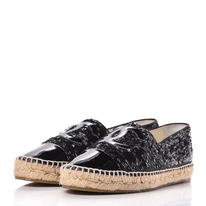 Chanel Patent Sequin CC Espadrilles 40 Black 3 of 13