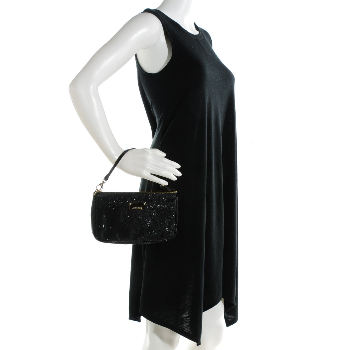 Glitter Lame Fabric Rella Clutch Black