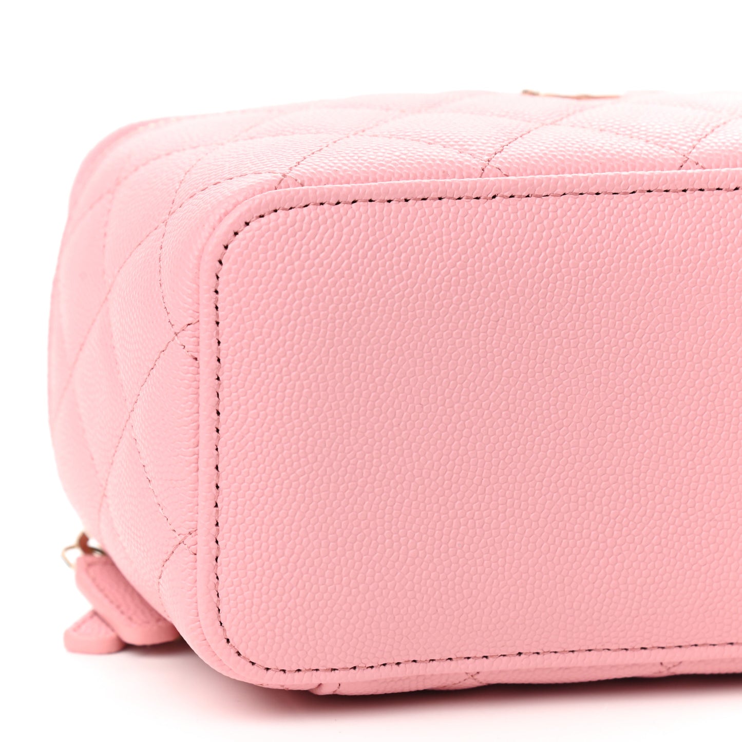 Caviar Quilted Small Vanity Case With Chain Pink